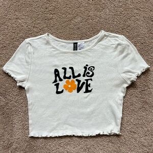 H&M Cropped "All Is Love" T-Shirt
